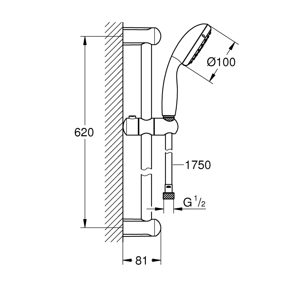 Душевой комплект Grohe Vitalio Go 1 режим цвет хром STLM-2196561 - Вид №7