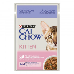 ПР0049780 Корм для котят ягненок с кабачками в соусе, пауч 85 г Cat Chow