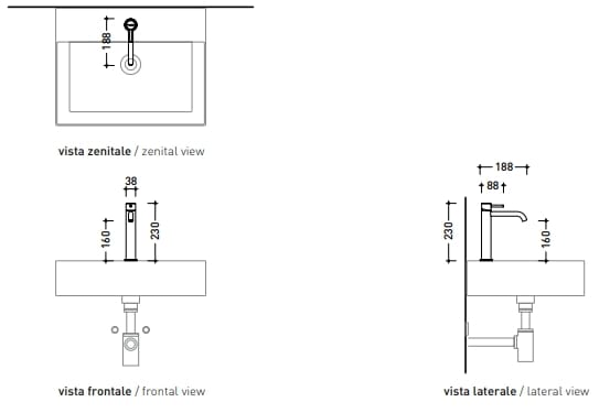 Однорычажный смеситель для раковины из нержавеющей стали Ceramica Flaminia ARCH-00078258 - Вид №9