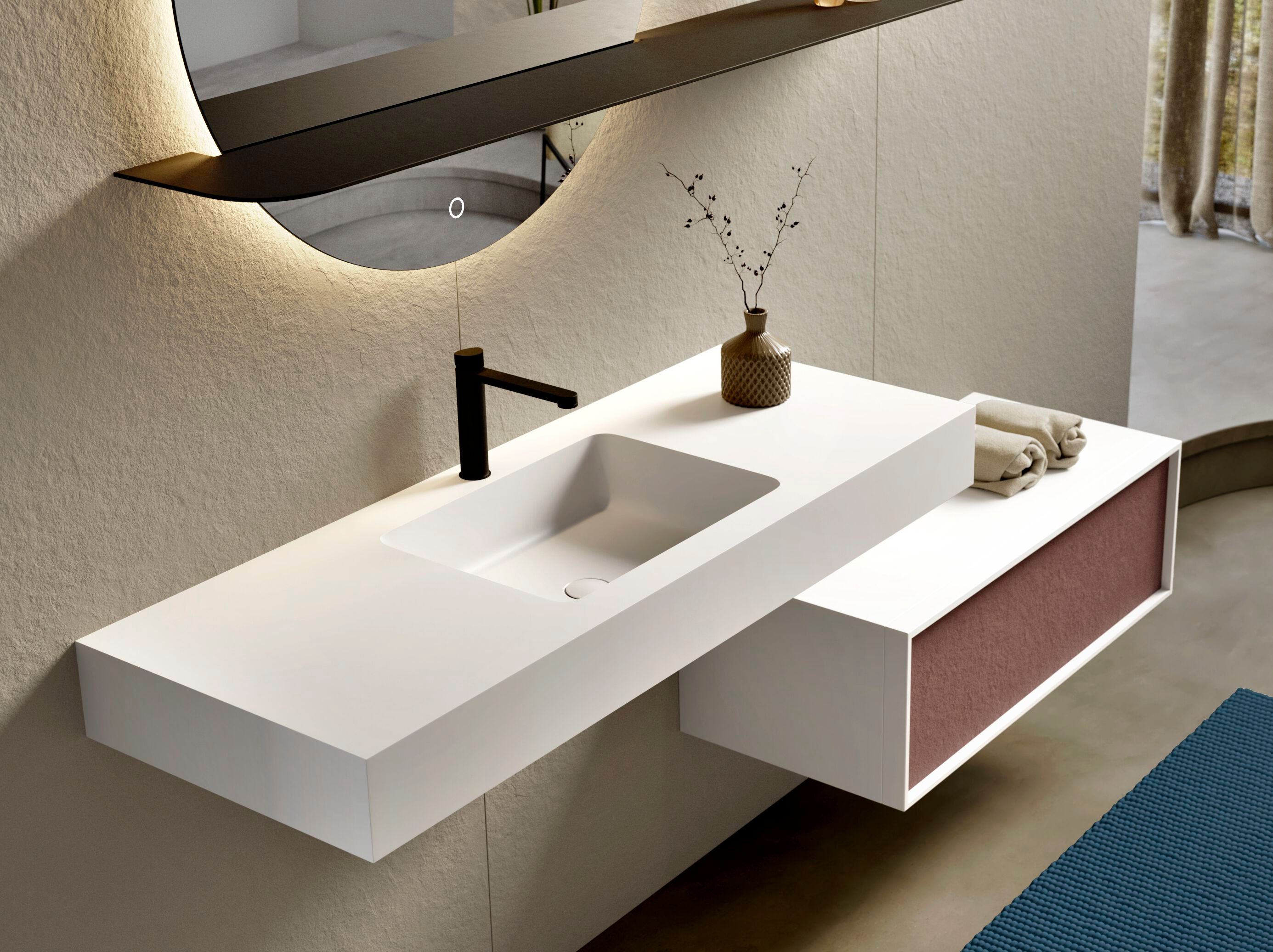 Шкаф для раковины с одной твердой поверхностью со встроенной раковиной Acquabella Acquasolid ARCH-00132413