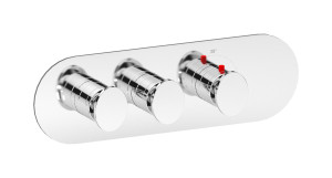 EUA222CCNBI Комплект наружных частей термостата на 2 потребителей - горизонтальная овальная панель с ручками Batlo IB Aqua - 2 потребителя