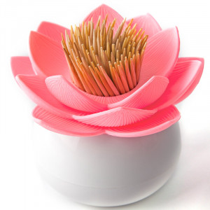 QL10156-WH-PK Держатель для зубочисток lotus белый-розовый Qualy