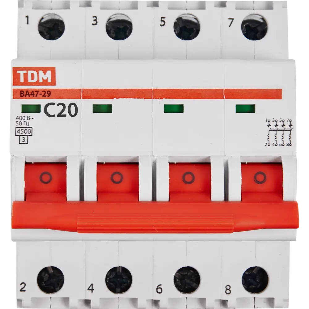 Автоматический выключатель TDM Electric ВА47-29 4P C20A 89347169 STLM-1106494 - Вид №1