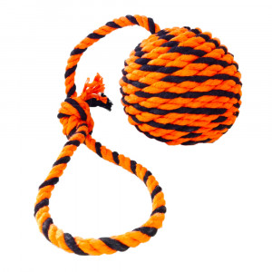 ПР0059078 Игрушка для собак Мяч Броник средний с ручкой (оранжевый-черный) DOGLIKE