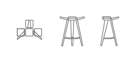 Деревянный низкий барный стул HOOKL und STOOL CLOVER ARCH-00149643 - Вид №5