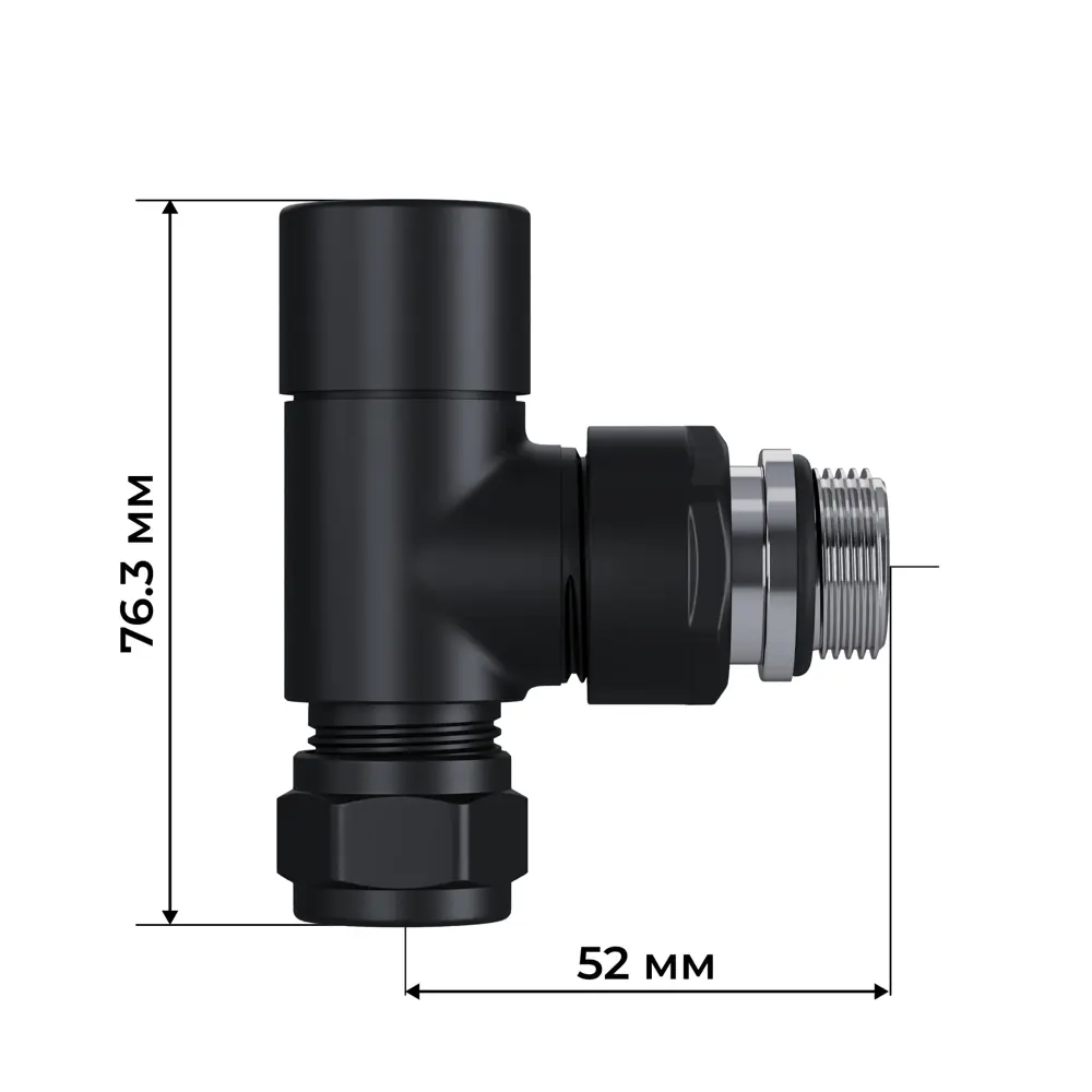 Термостатический комплект для радиатора угловой Royal Thermo Design Pro 1/2" латунь цвет черный STLM-2102943 - Вид №5