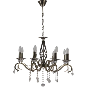 Люстра хрустальная подвесная Виктория 8xE14x60 Вт, металл/стекло, цвет бронза