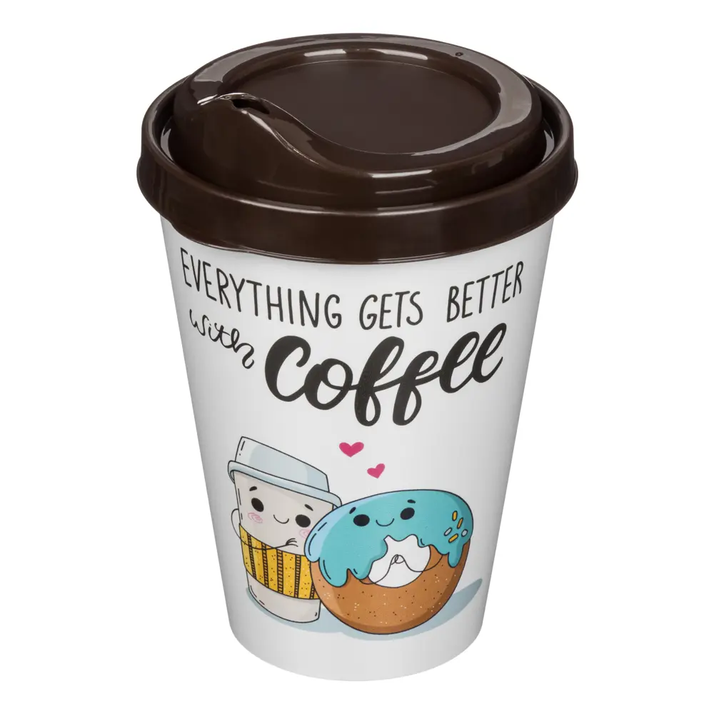Стакан с крышкой Delinia Everything Gets Better With Coffee 420 мл пластик цвет белый 88780883 STLM-2198327  - Вид №2