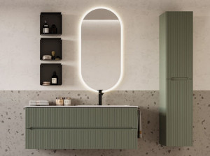 Деревянный подвесной шкаф с одной раковиной со встроенной раковиной