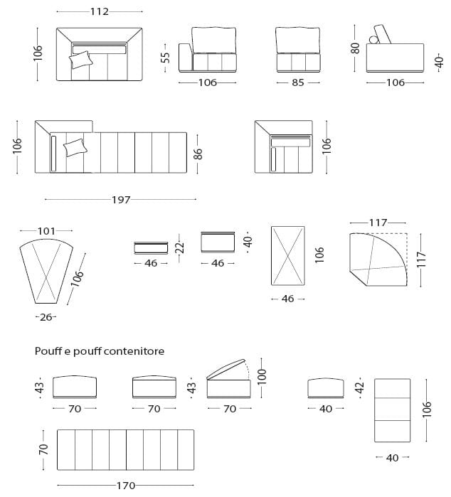 Модульный тканевый диван KEOMA LOREN ARCH-00133045 - Вид №6