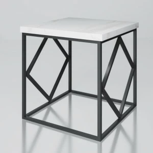 Приставной столик черный с белым мраморным топом 45 см "Уоллер" АЛЕТАН  350912 Белый;черный