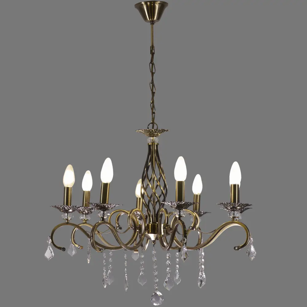 Люстра хрустальная подвесная Виктория 8xE14x60 Вт, металл/стекло, цвет бронза WINK STLM-2096439 - Вид №4