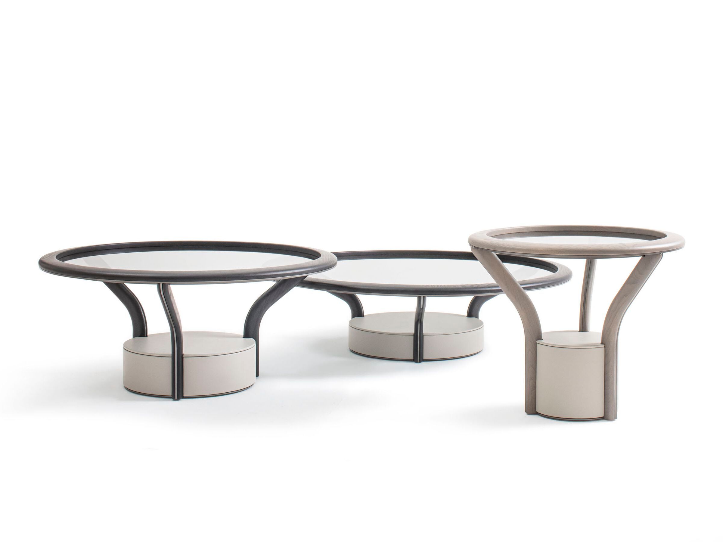 Круглый деревянный и стеклянный журнальный столик Giorgetti CHANTERELLE ARCH-00028351