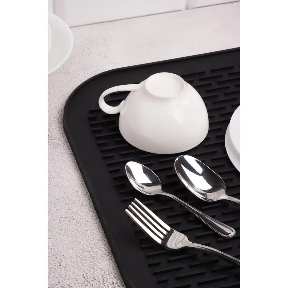 Коврик для сушки посуды KONSENSA 45x40 см силикон цвет черный STLM-2144414 - Вид №9