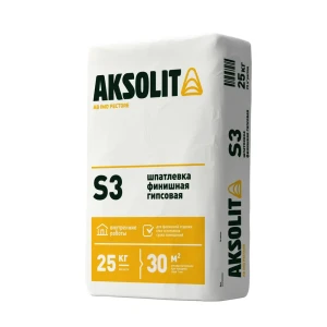 Шпатлевка гипсовая финишная Aksolit S3 25 кг
