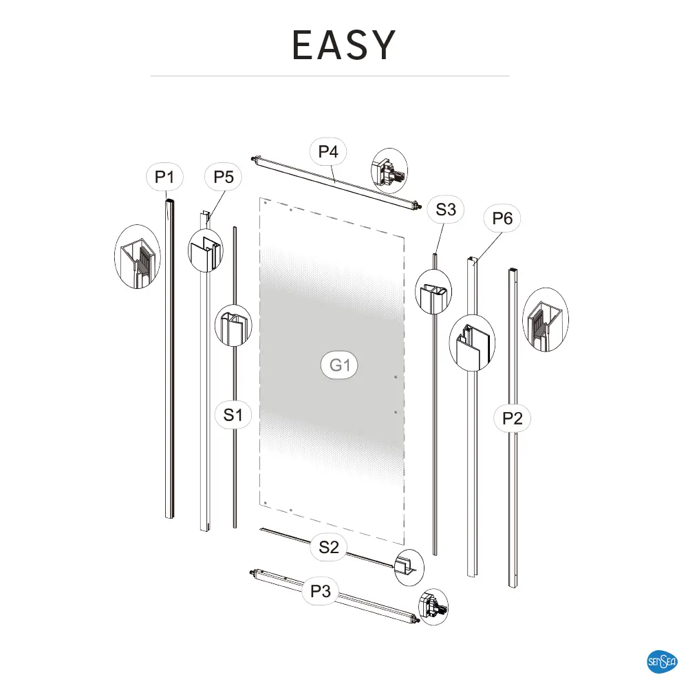 Стекло для распашной душевой двери Sensea Easy 100 см с шелкографией, цвет профиля на выбор STLM-2125922 - Вид №41
