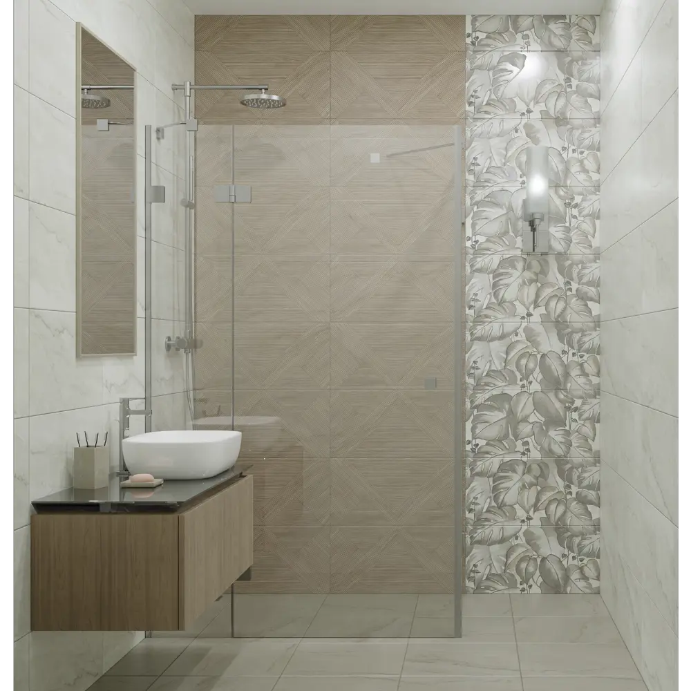 Плитка настенная Azori Carlina Monstera 31.5x63 см 1.59 м² сатинированная цвет серый 89365803 STLM-2151133 - Вид №2