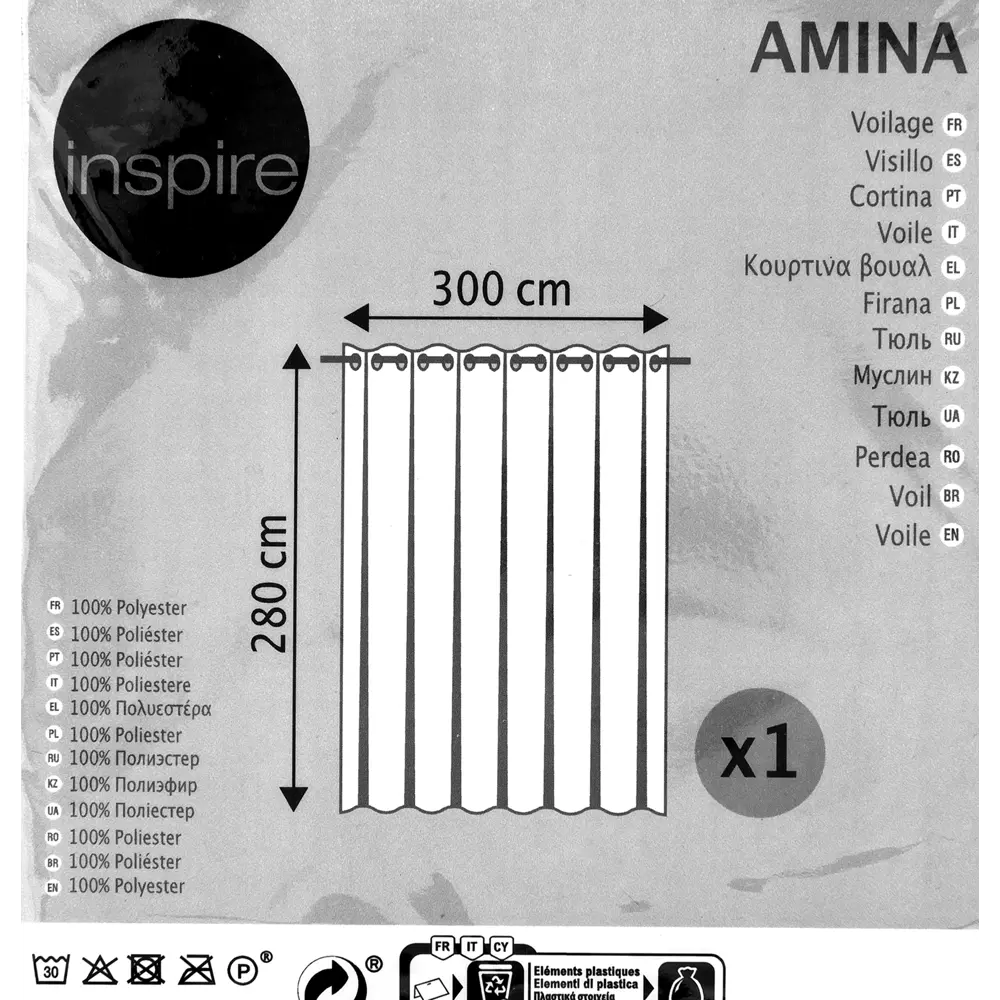 Тюль на ленте со скрытыми петлями Inspire Amina 300х280 см цвет белый STLM-2044041 - Вид №8