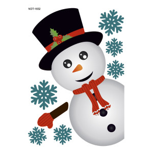 90751555 Наклейка декоративная А3 "Выглядывающий снеговик 6" 32x45 см, 1 шт STLM-0367749 WOOZZEE