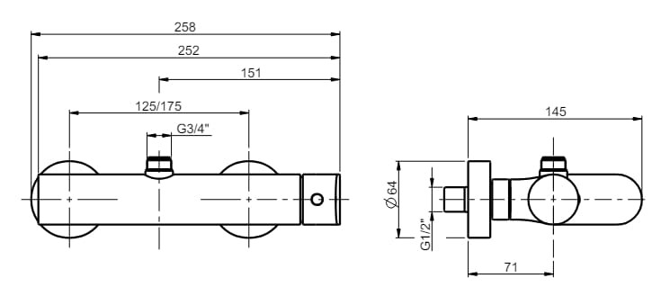 2 отверстия однорычажный открытый смеситель для душа Rubinetterie Frattini Lea ARCH-00122960 - Вид №8