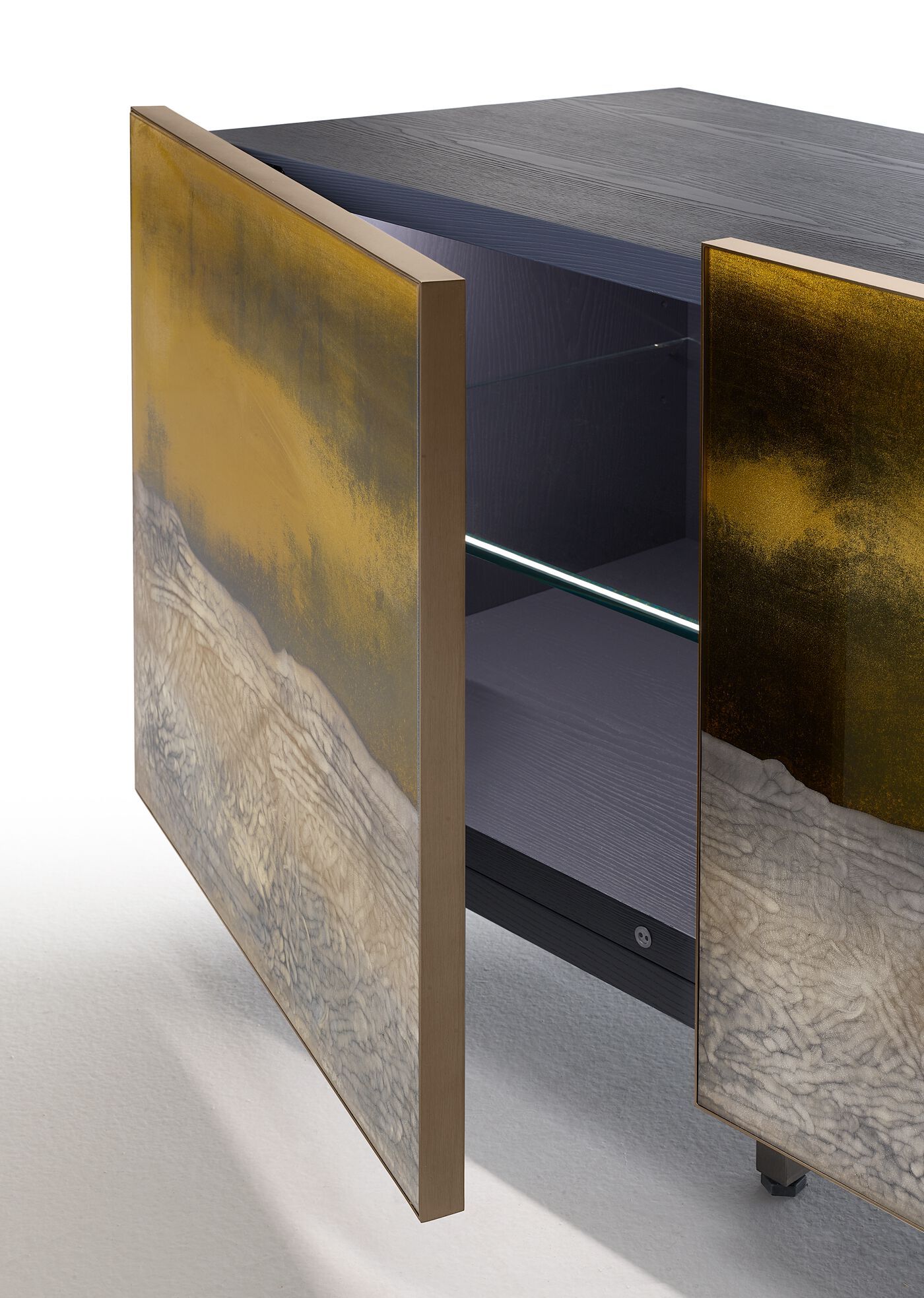 Деревянный шкаф с распашными дверями, покрытыми стеклом ARTE VENEZIANA итальянские пейзажи ARCH-00143365 - Вид №2