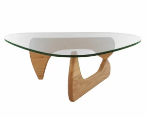 Журнальный столик стеклянный с основанием орех Isamu Noguchi Style Coffee Table SOHO DESIGN ISAMU NOGUCHI 131569 Орех;коричневый;прозрачный