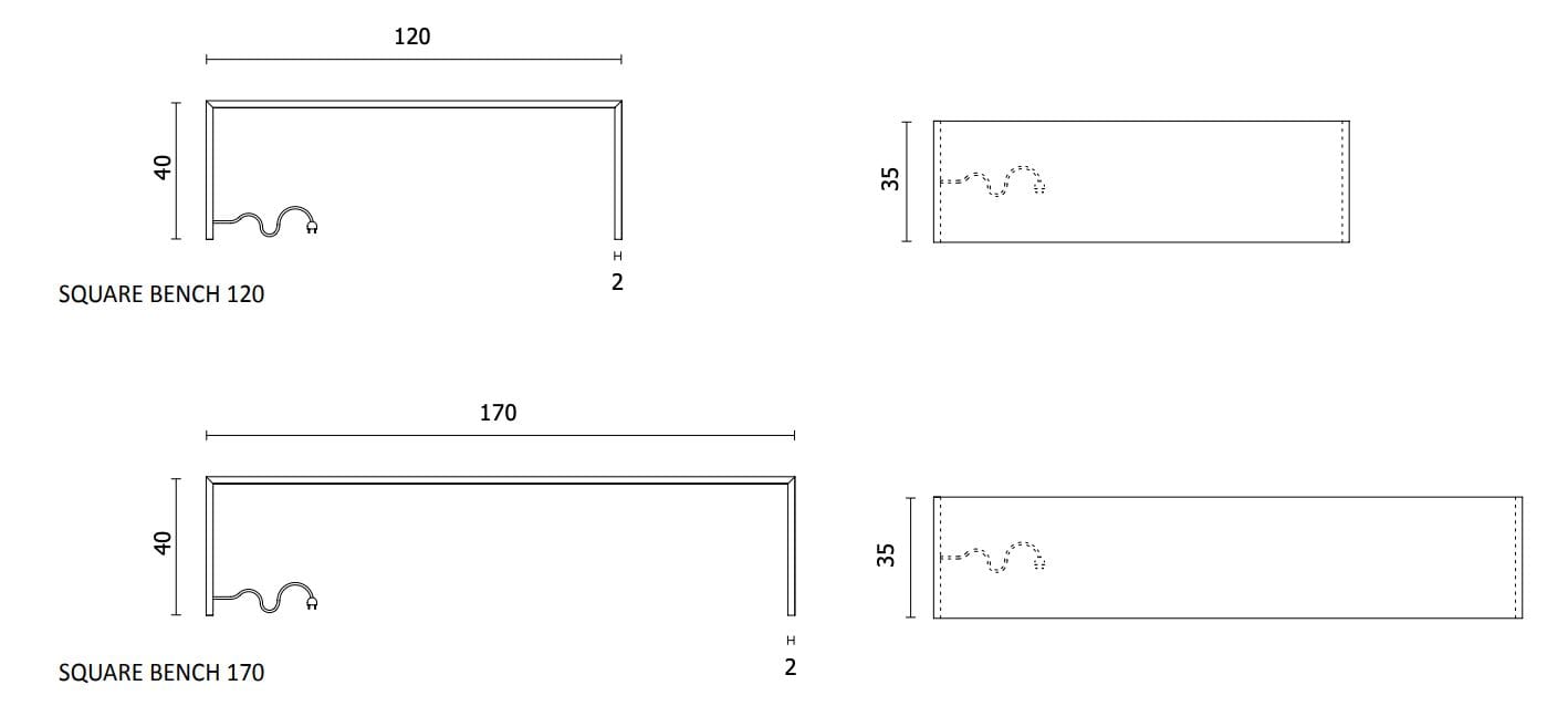 Алюминиевая электрическая скамья полотенцесушитель Tubes Plug &amp ARCH-00130712 - Вид №10