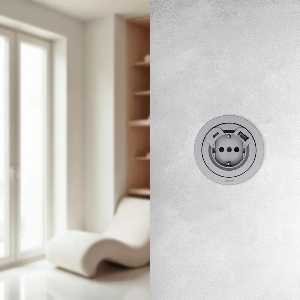 Розетка TC+USB встраиваемая Lezard Osen с заземлением цвет серый STLM-2180089 - Вид №5