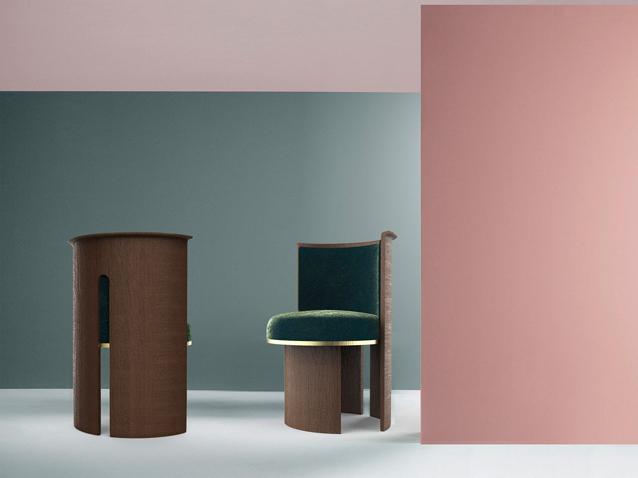 Деревянный стул и сиденье с бархатной обивкой DOVAIN STUDIO ARCO ARCH-00065772 - Вид №2