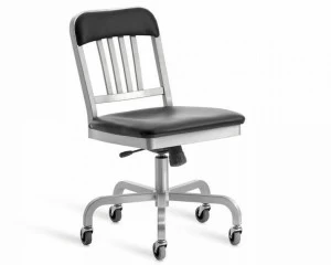 Emeco Вращающееся кресло из алюминия с колесами Navy® upholstered