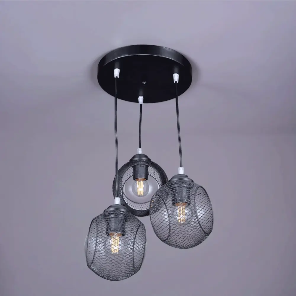 Светильник подвесной Эйр РС21386 3 лампы 10 м² цвет черный РОССВЕТ STLM-2107330 - Вид №1