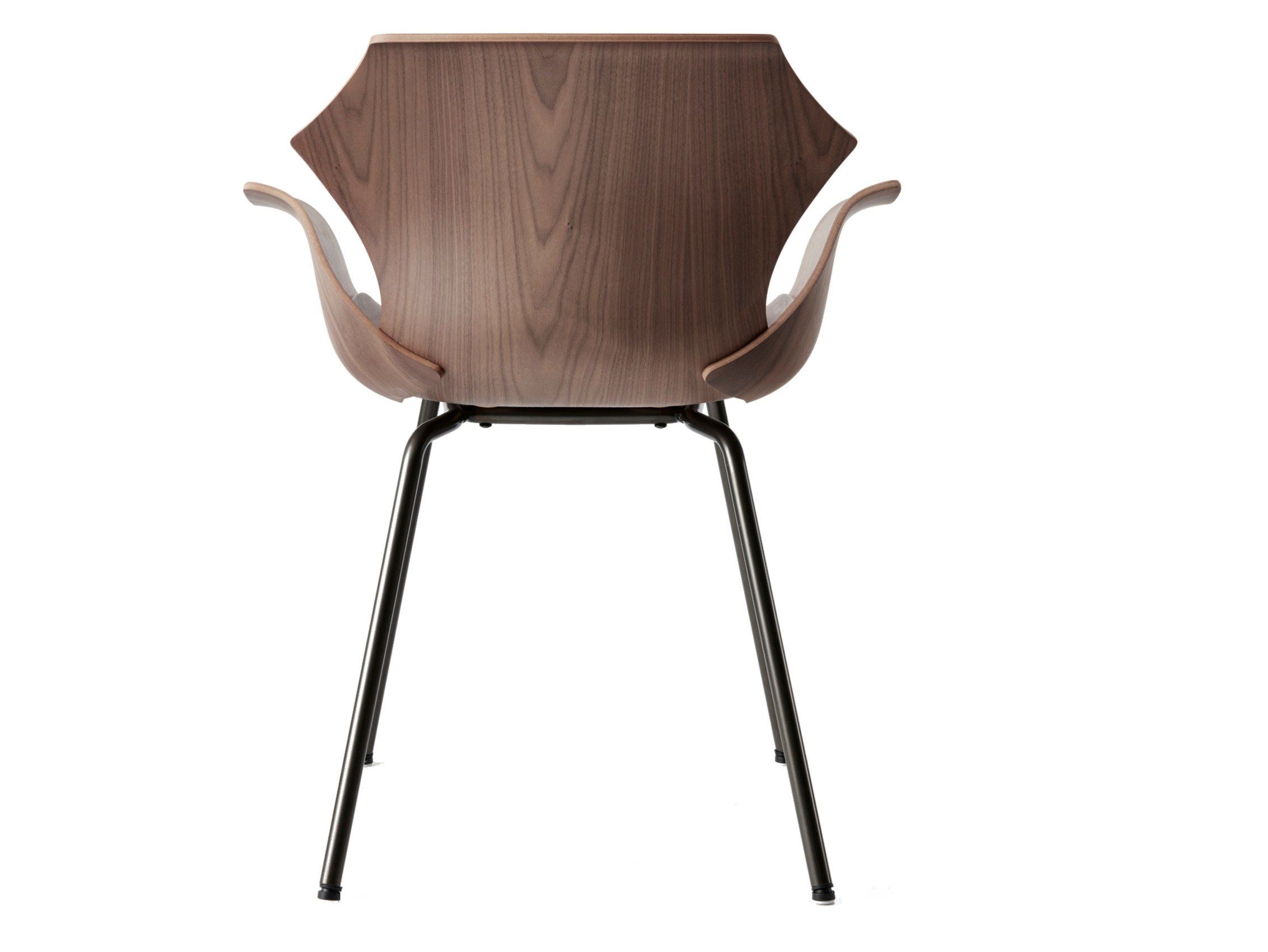 Стальной и деревянный стул с подлокотниками BassamFellows Лепесток ARCH-00049661 - Вид №3