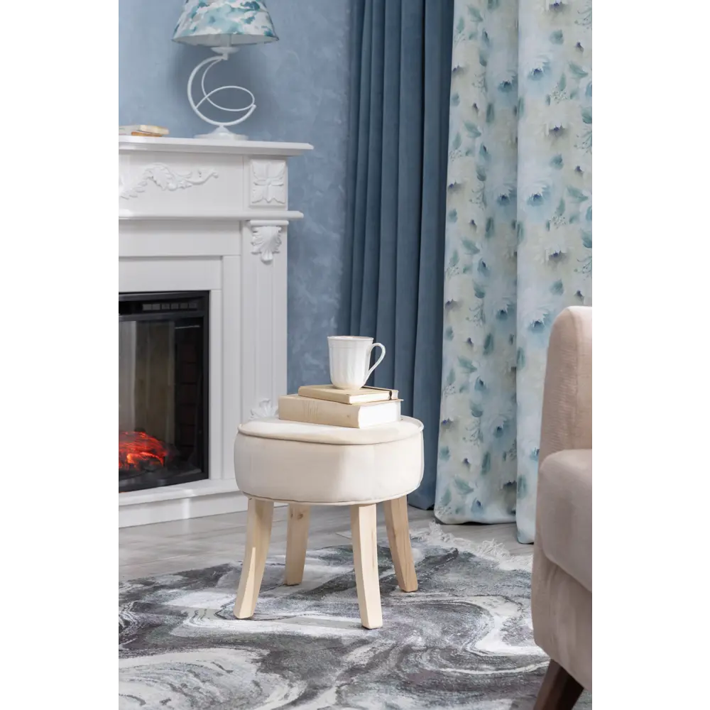 Табурет с мягкой обивкой цвет бежевый Atmosphera STLM-2012406 - Вид №2