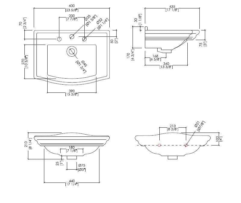 Керамическая раковина на колонне Devon&Devon Вестминстер ARCH-00144448 - Вид №5