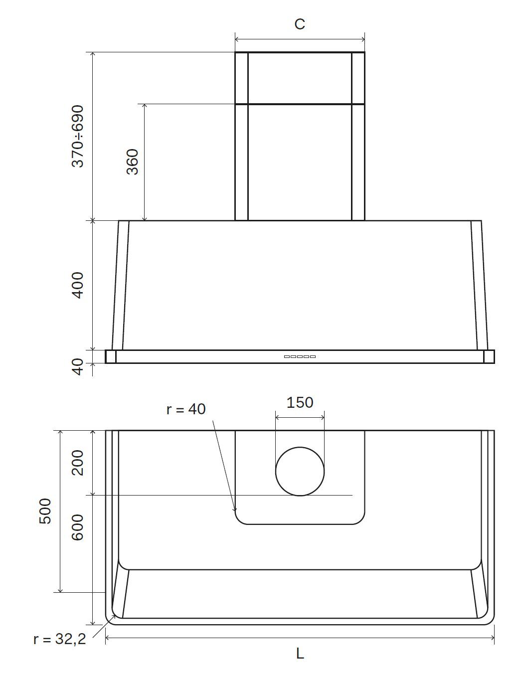 Настенный стальной вытяжной шкаф Ilve Majestic ARCH-00041220 - Вид №2