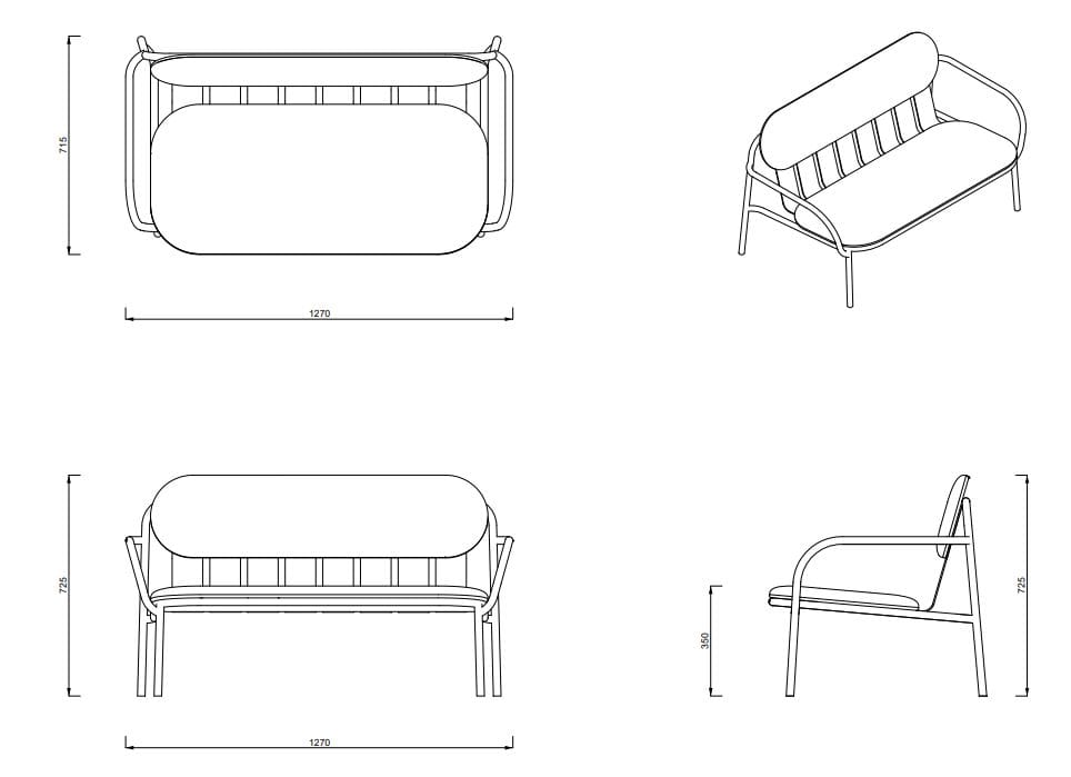 2-местный алюминиевый и тканевый садовый диван Joyf Desert ARCH-00080043 - Вид №15
