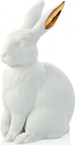10593244 L’Objet Фигурка 13х10х23см "Белый кролик" (позолота) Фарфор