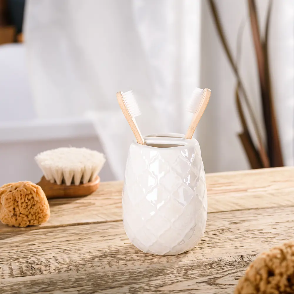 Стакан для зубных щёток Lamis с разделителем керамика цвет бежевый WESS STLM-2188759 - Вид №2