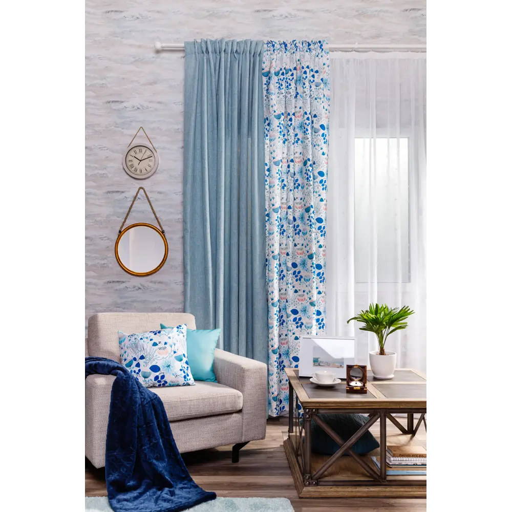 Штора на ленте «Голубой Лотос», 145х260 см, цвет голубой ВАСИЛИСА STLM-2106769 - Вид №6