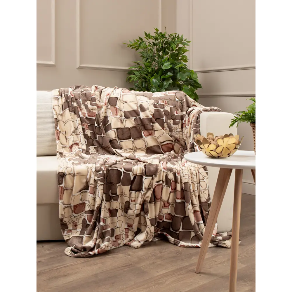 Плед Камешки 150x200 см фланель цвет бежевый TEXREPUBLIC Печатный STLM-2051815 - Вид №3