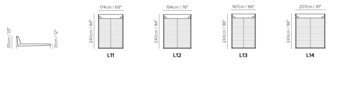 Двуспальная кровать из ткани с мягким изголовьем Natuzzi Italia DIAMANTE ARCH-00020998 - Вид №6