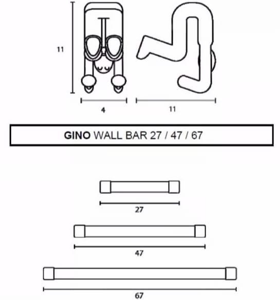 Стальная и пластиковая полупрозрачная настенная вешалка Inday Gino ARCH-00026655 - Вид №2