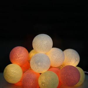 Гирлянда из хлопковых шариков от сети на 20 лампочек солнечный персик