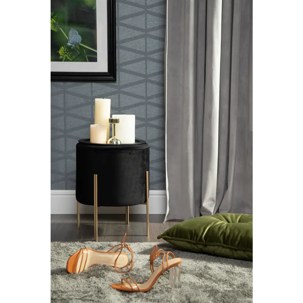 Табурет с мягкой обивкой, бархат, цвет чёрный Atmosphera STLM-2118088 - Вид №5