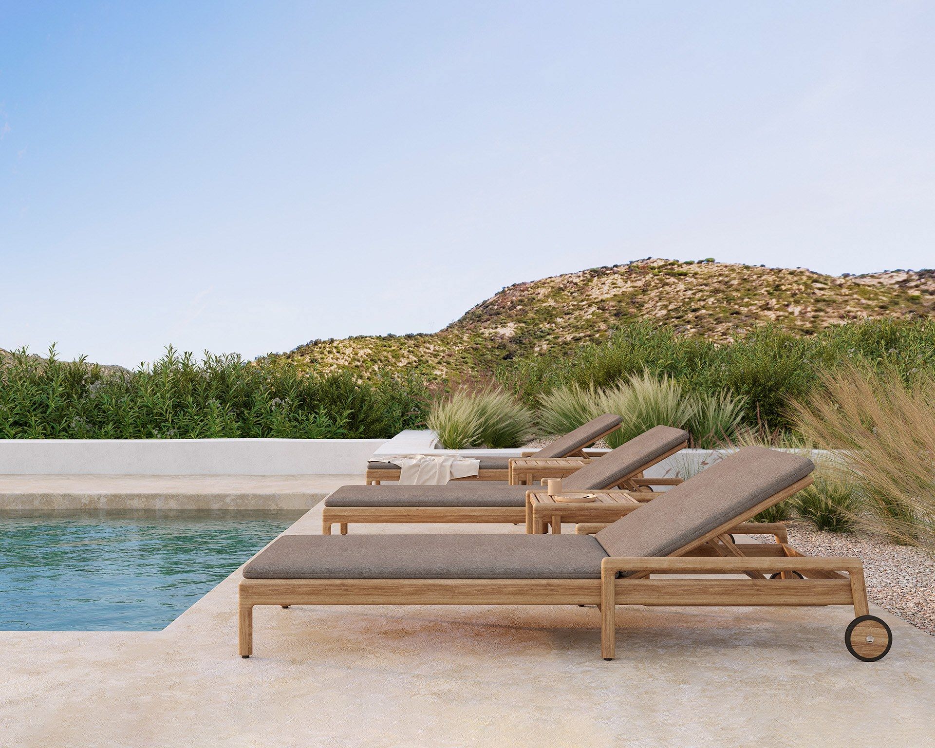 Садовая кровать с откидной спинкой из тикового дерева с колесами Ethnicraft Джек ARCH-00096515 - Вид №17