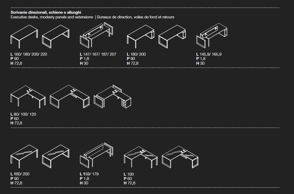 Рабочий стол со стеклянным удлинителем Las Mobili 5th Element ARCH-00149981 - Вид №1