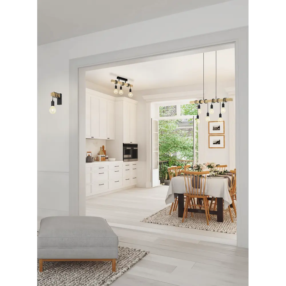 Настенный светильник Eglo Townshend 1xE27x60 Вт цвет чёрный/дерево STLM-2060039 - Вид №10