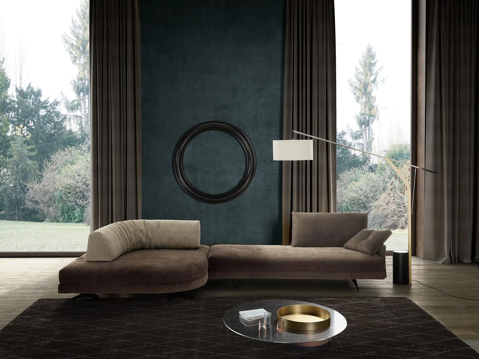 Бархатный секционный угловой диван VALENTINI камень ARCH-00067648 - Вид №10