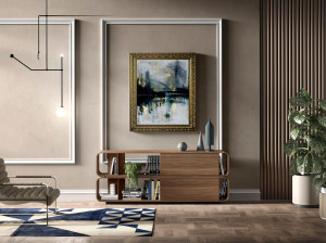 Двухсторонний деревянный шкаф с откидными дверями