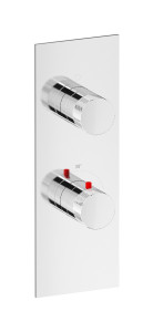 EUA611RSNID1 Комплект наружных частей термостата с дивертером на 2 потребителя - вертикальная прямоугольная панель с ручками Industria IB Aqua - 2 потребителя с дивертером